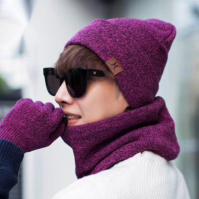 Conjunto de Abrigo: Gorro, Bufanda y Guantes Acolchados en Terciopelo
