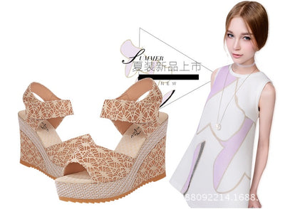 Sandalias Cuña Sexy con Red Abierta - Calzado de Moda Primavera Verano 2021 - Image 3
