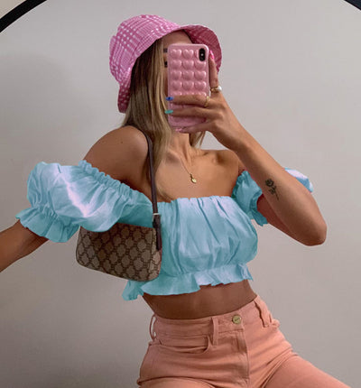 Blusa Rosa con Mangas Burbuja y Hombros Descubiertos - Image 13