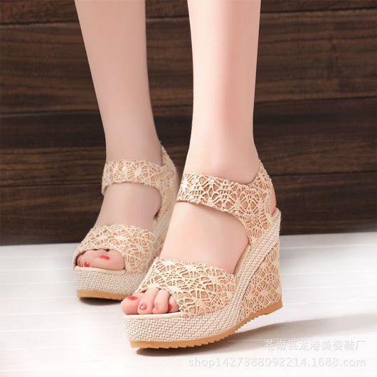 Sandalias Cuña Sexy con Red Abierta - Calzado de Moda Primavera Verano 2021