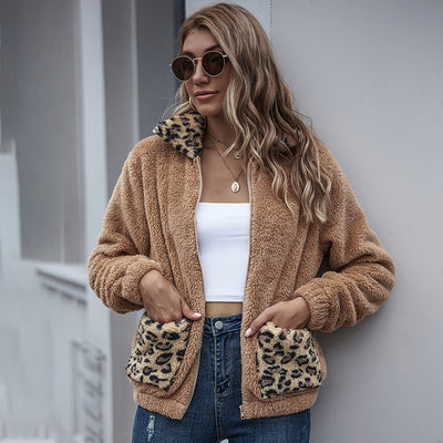 Abrigo de cachemira con parches leopardo para otoño - Image 4