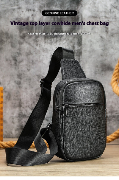 Bolsa de Pecho Crossbody de Cuero Genuino para Hombre - Funcional y Versátil - Image 6