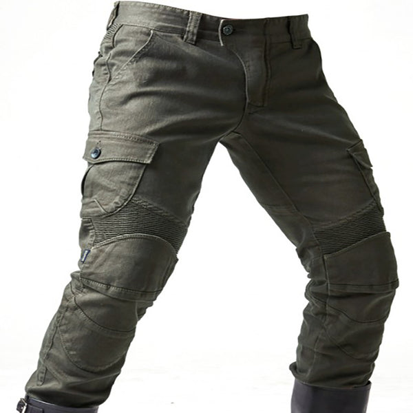 Pantalones Vaqueros Verde Militar con Detalle Locomotora