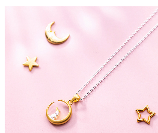 Collar Plata 925 Conejo Luna Mori - Dije Clavícula Corto Regalo - Image 4