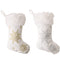 White Pearled Snowflake Flannel Christmas Stocking