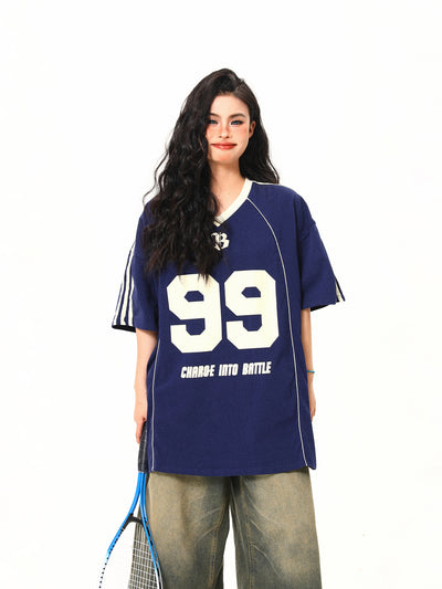 Playera Deportiva Retro Cuello V Manga Corta - Image 11