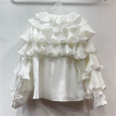 Blusa Elegante Coreana con Mangas Voluminosas y Diseño Fruncido - Image 10