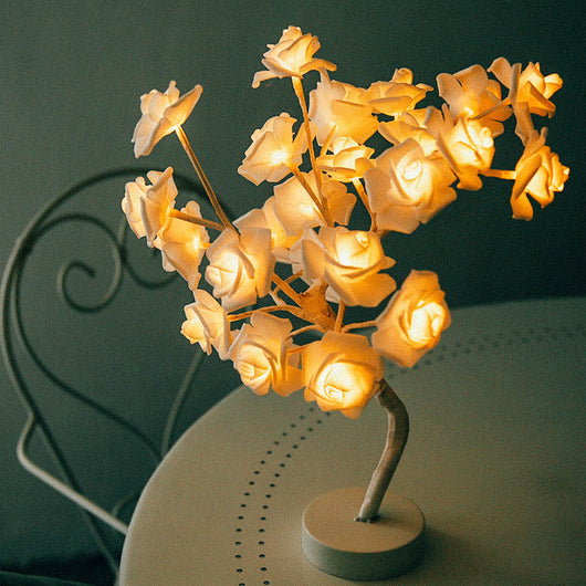 Lámpara LED Flor de Rosa con Árbol Bonsái - Luz Nocturna USB Recargable para Decoración - Image 23