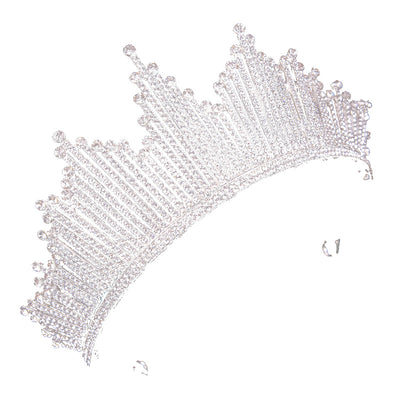 Sparkling silver rhinestone tiara with a regal design, perfect for birthdays, weddings, or special occasions. - Image 4
