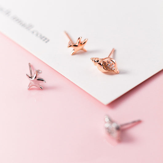 Aretes de Plata S925 Asimétricos Concha y Estrella de Mar - Image 4