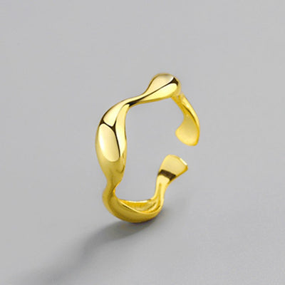 Anillo Ondulado Dorado Brillante - Accesorio de Personalidad - Image 11