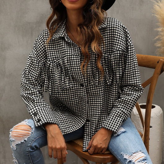Camisa Cuadros Pata de Gallo Manga Larga Otoño Invierno Mujer - Image 10