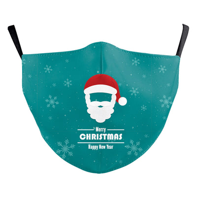 Christmas dust mask with a cartoon kitten in a Santa hat singing carols next to a decorated Christmas tree. - Image 17