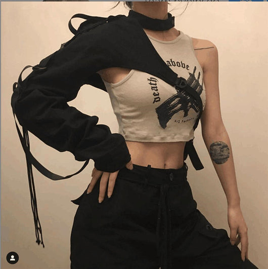 Blusa Asimétrica de Manga Larga
