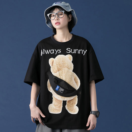 Playera Hombre Parche Creativo Oso Estilo Urbano