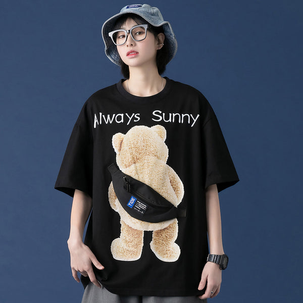 Playera Hombre Parche Creativo Oso Estilo Urbano