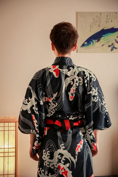 Kimono Formal Samurái Tradicional - Diseño Koi Majestuoso para Hombre - Image 13