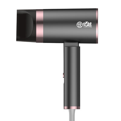 Foldable negative ion hair dryer with a pink to blue gradient finish and silver accents, featuring a single nozzle. - Image 12
