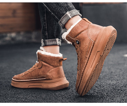 Tenis Altos de Terciopelo para Hombre - Zapatillas Cálidas y Acolchadas Estilo Coreano - Image 3