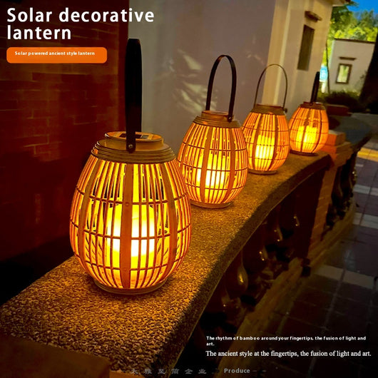 Luces Solares Decorativas Tejidas en Bambú