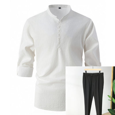 Camisa Casual de Negocios Retro Slim Fit - Algodón y Lino Primavera Otoño - Image 4