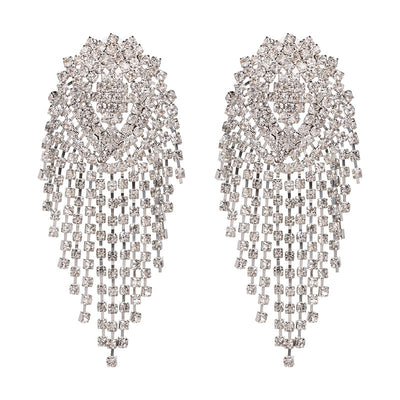 Aretes Nupciales Largos con Cristales Brillantes - Image 6