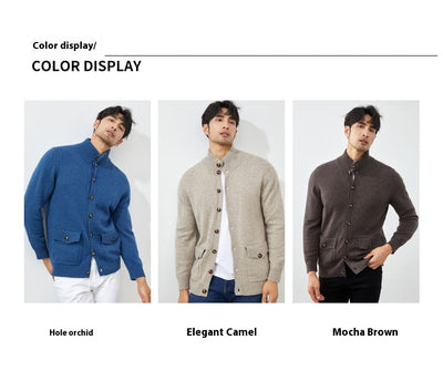 Cardigan de Cashmere Tejido Casual Manga Larga para Hombre - Image 18