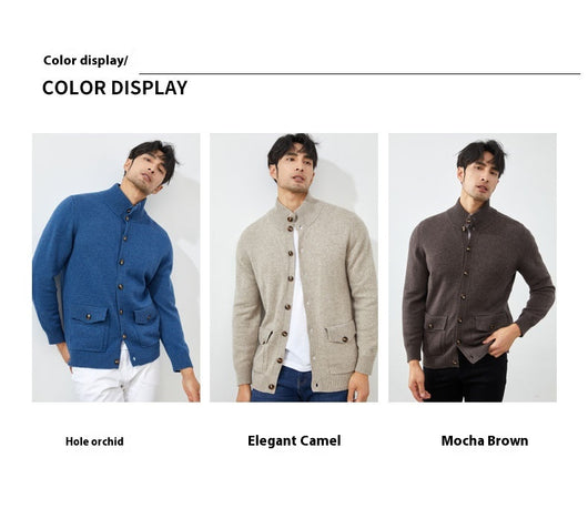 Cardigan de Cashmere Tejido Casual Manga Larga para Hombre - Image 18