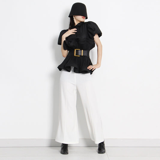 Blusa Princesa con Volantes y Solapa Simple - Image 2