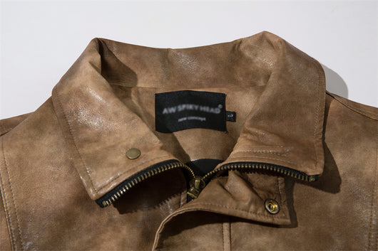 Abrigo de Cuero PU con Contraste de Colores para Hombre - Image 5