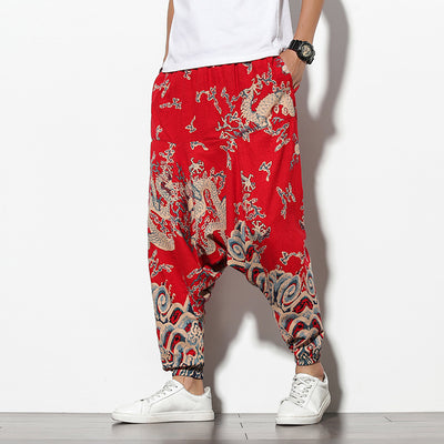 Pantalones Bohemios Anchos de Pierna Suelta con Estampado Floral Elefante para Playa - Image 11