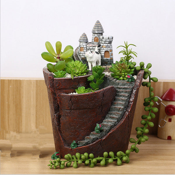 Maceta Decorativa con Suculentas - Miniatura de Jardín y Bonsái