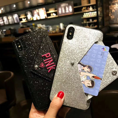 Billetera Elegante con Portacédulas Diagonal y Detalles de Lentejuelas
