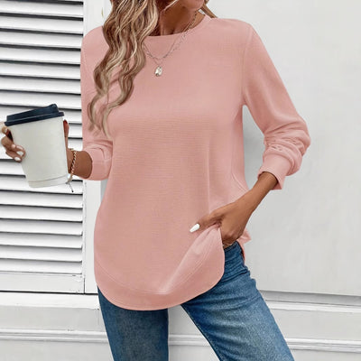Blusa Manga Larga Cuello Redondo Textura Waffle para Mujer - Image 14