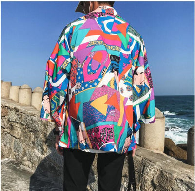 Chaqueta Kimono Estilo Japonés - Cardigan Holgado Streetwear Hip Hop para Hombre - Image 4