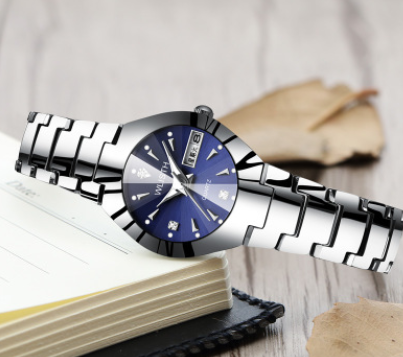 Reloj Luminoso de Acero Tungsteno para Pareja - Resistente al Agua con Calendario - Image 10