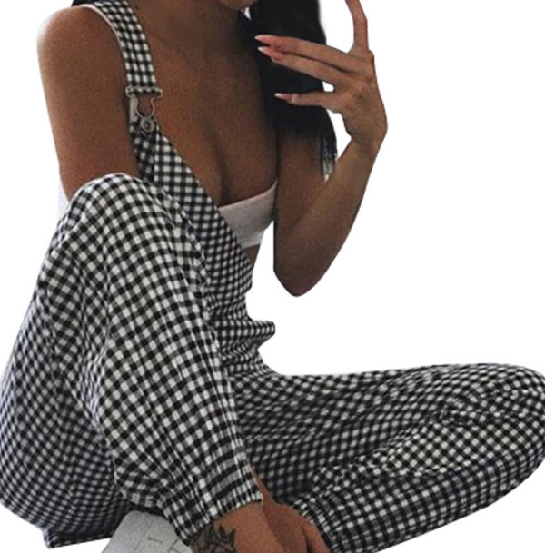 Jumpsuit Cuadros Negro - Pantalón Elegante y Versátil