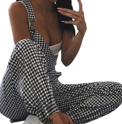 Jumpsuit Cuadros Negro - Pantalón Elegante y Versátil