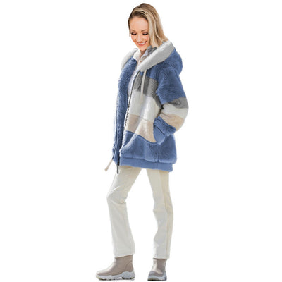 Chaqueta Hoodie Suave Oversize Multicolor para Mujer - Image 9