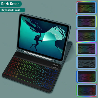 Funda iPad con Teclado Bluetooth Luminoso en Cuero Premium - Image 10