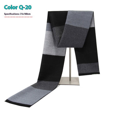Bufanda Ejecutiva de Cachemira Rayada para Hombre Invierno - Image 25