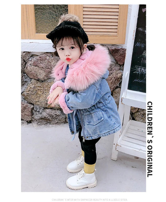 Chaqueta de Niña Denim con Forro de Terciopelo para Otoño e Invierno - Image 20