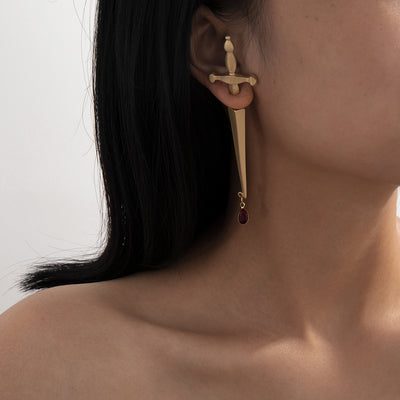 Aretes de Cruz con Gota Roja Estilo Hip Hop - Image 15