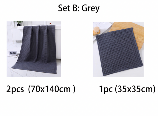 Toalla de Baño de Algodón Puro Textura Waffle - Súper Absorbente y Secado Rápido - Image 12
