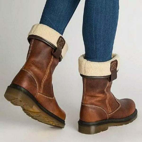 Botas Planas Cálidas Acolchadas para Mujer Talla Grande