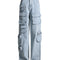 Jeans Vintage Azul Claro Talle Alto con Detalles de Trabajo para Mujer
