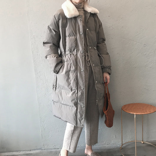 Chaqueta Larga de Algodón con Cuello de Piel de Conejo y Cintura Ajustable - Image 18
