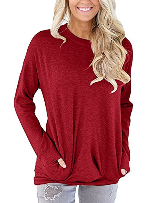 Playera Manga Larga Cuello Redondo con Bolsillo y Detalles Decorativos para Mujer - Image 7