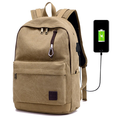 Mochila de Lona con Carga USB - Resistente y Funcional