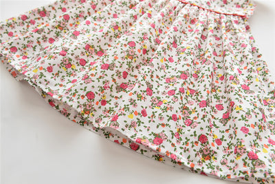 Vestido Infantil Floral con Mangas Volantes y Cuello Solapa - Image 8